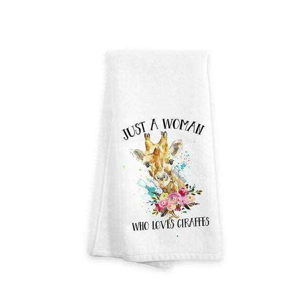 Funny Kitchen Towels The Woman Who Loves Giraffes Absorbent Dish Cloths Gift for Mom 